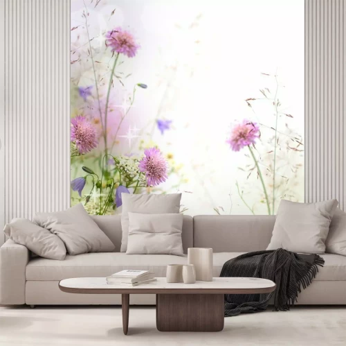 Sticker Feldblumen auf Vintage-Illustration