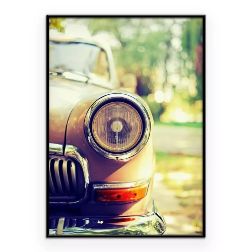 Poster Nahaufnahme des Scheinwerfers eines alten Autos