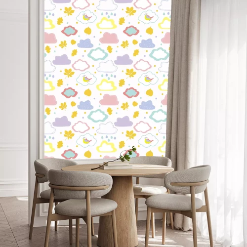 Tapete Pastellwolken und Vögel
