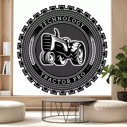 Sticker Vector Traktor-Logo-Abbildung. Emblem Design