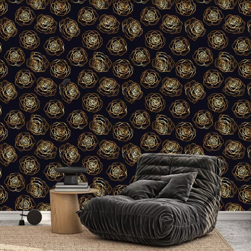 Tapete Rosen auf schwarzem Hintergrund kontrastreiche Grafik