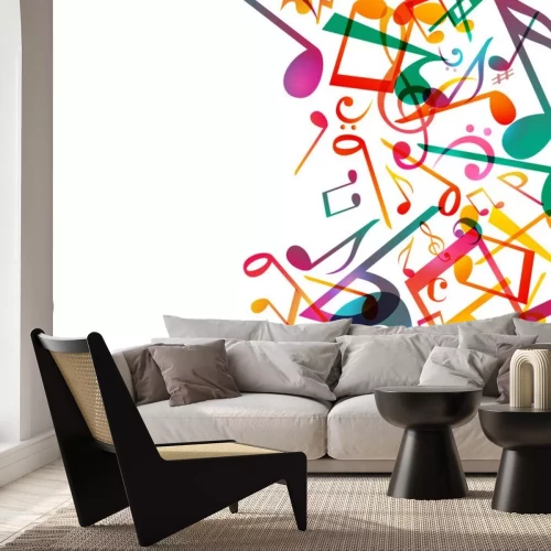 Sticker Bunte Noten und musikalische Zeichen Grafik