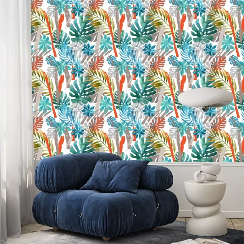 Tapete Blätter imitieren Aquarellmalerei