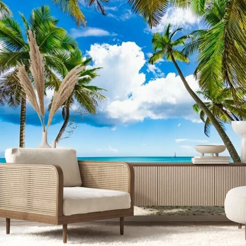 Fototapete Palmen auf tropischer Insel