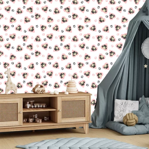 Tapete Möpse in Herzen