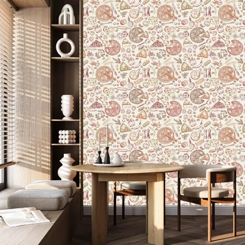 Tapete Pizza und Zutaten in Rottönen