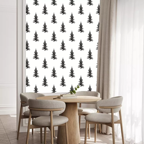 Tapete Schwarzwald auf Weiß