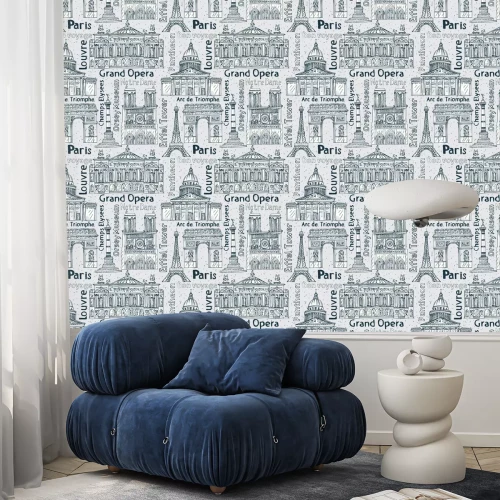 Tapete Paris Wahrzeichen nahtlose Vektor-Muster. Hand gezeichneten Hintergrund