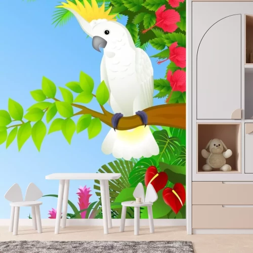 Sticker Cockatoo in den tropischen Regenwald