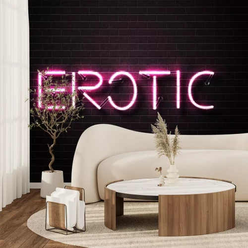 Sticker Vektor realistische isoliert Neon Zeichen der rosa Erotik Text für Dekoration und Abdeckung auf der Wand Hintergrund. Konzept der erotischen Show und Nachtclub.