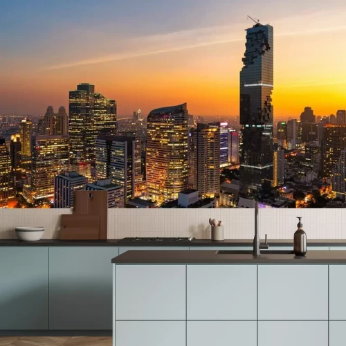 Fototapete Bangkok-Panorama mit Wolkenkratzern