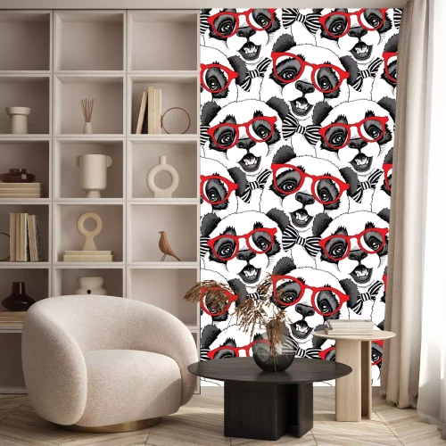 Tapete Pandas in roten Gläsern