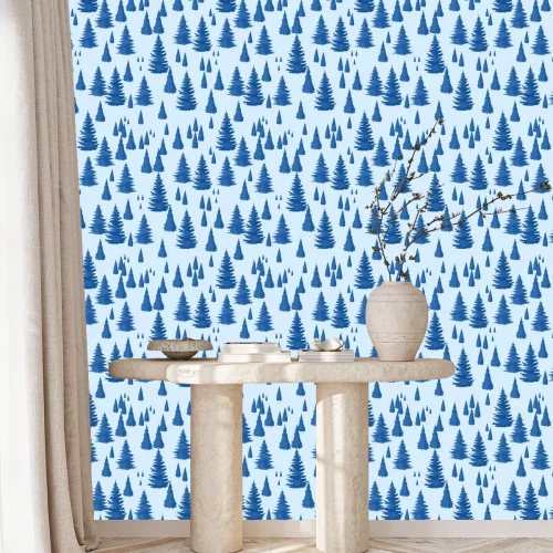 Tapete Winter nahtlose Muster. Landschaft mit Tannenwald