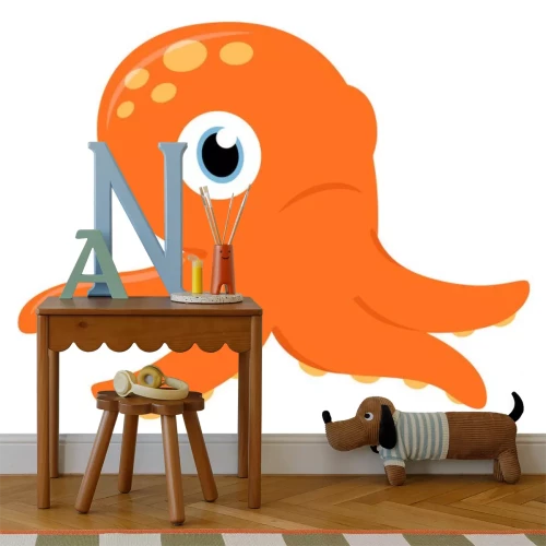 Sticker Nette Orange Octopus isoliert auf weiß
