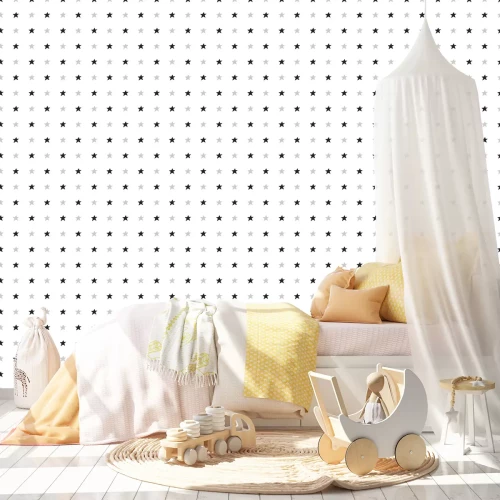 Tapete Kleine schwarze und graue Sterne