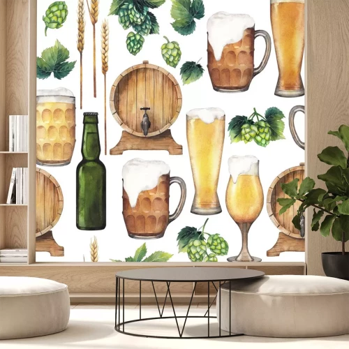 Sticker Bier im Vintage-Stil bunte Zeichnung