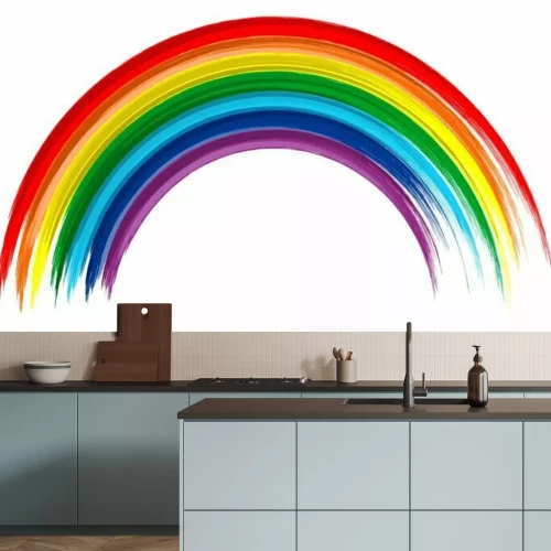 Sticker Regenbogen wie gemalt auf weißem Hintergrund