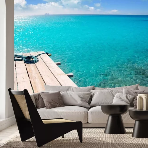 Fototapete Steg auf azurblauem Hintergrund