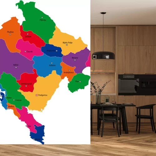 Sticker Karte der Stadtbezirke von Montenegro