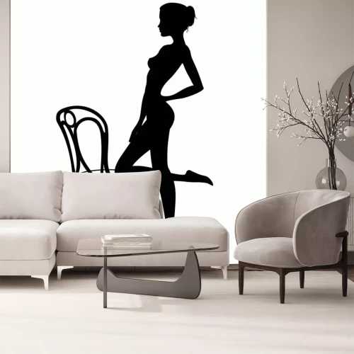 Sticker Bella Ragazza con Sedia-Beautiful Girl Silhouette mit Stuhl