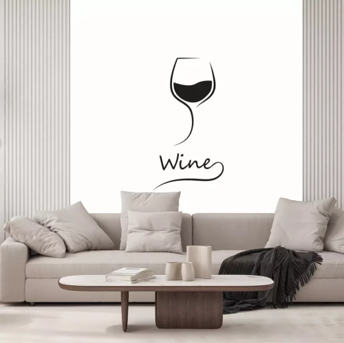 Sticker Minimalistisches Glas Wein mit Beschriftung