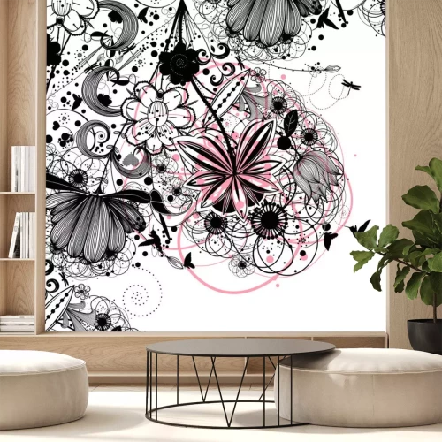 Sticker Blumenmuster in schwarzer Tinte