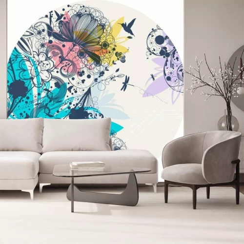 Sticker Blumenmuster im Kreis