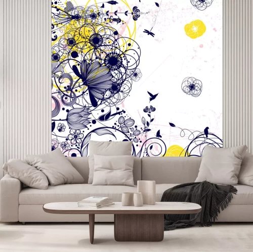 Sticker Vektor Blume Hintergrund