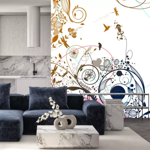 Sticker Vektor Blume Hintergrund