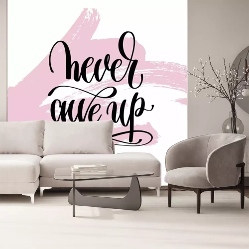 Sticker Gib niemals auf, handgeschriebene Beschriftung positives Zitat