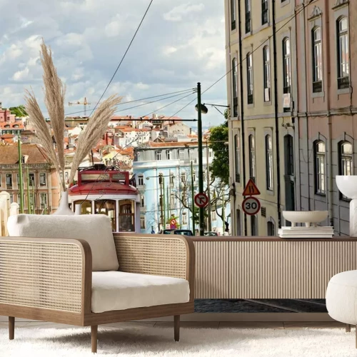 Fototapete Rote Straßenbahn aus Lissabon