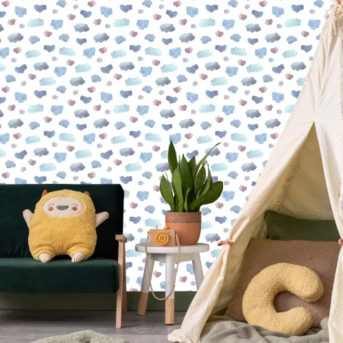 Tapete Blaue Aquarellwolken