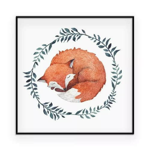 Poster Eine niedliche Zeichnung eines schlafenden Fuchses