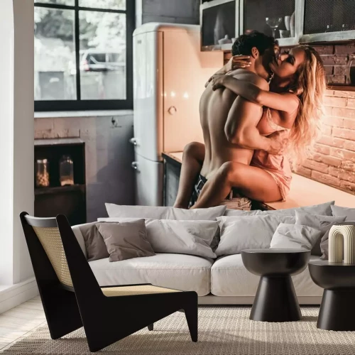 Fototapete Akt Paar in der Küche