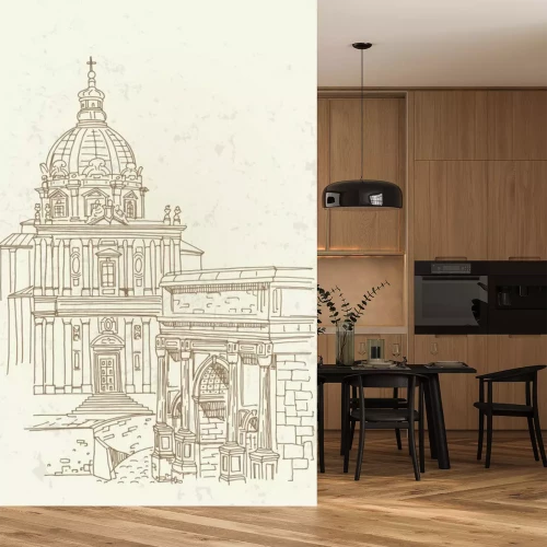 Sticker Vektor-Skizze der antiken Ruinen eines römischen Forums oder Foro Romano, Rom, Italien.