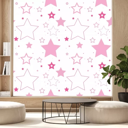 Sticker Weiße und rosa Sterne weißer Hintergrund