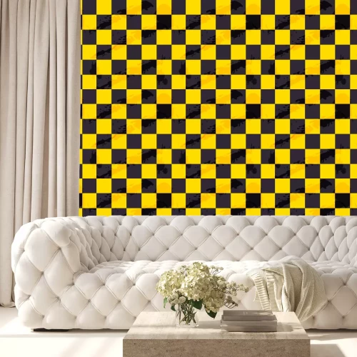 Tapete Schwarz-gelbes Schachbrett