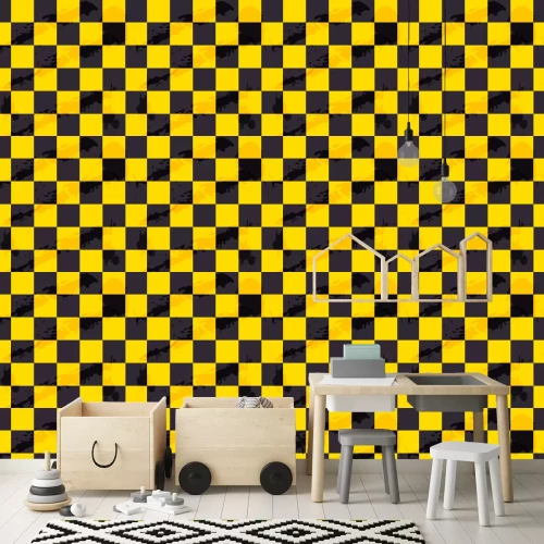Tapete Schwarz-gelbes Schachbrett