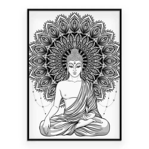 Poster Buddha mit einem Mandala