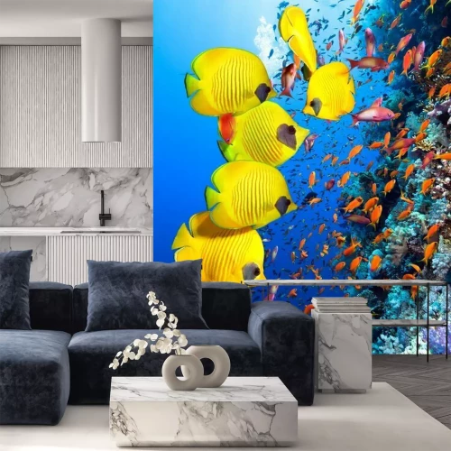 Fototapete Korallenriff mit fischen gelbem