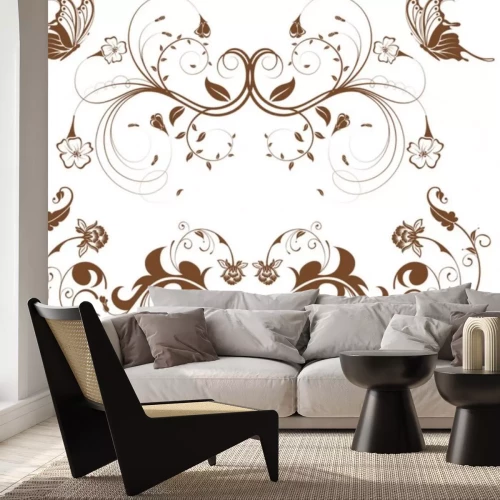 Sticker Sammeln Blumenbeete mit Schmetterling, Element für Design, Vektor