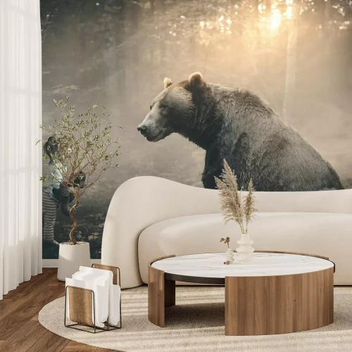 Fototapete Bären grau mit einem Mädchen