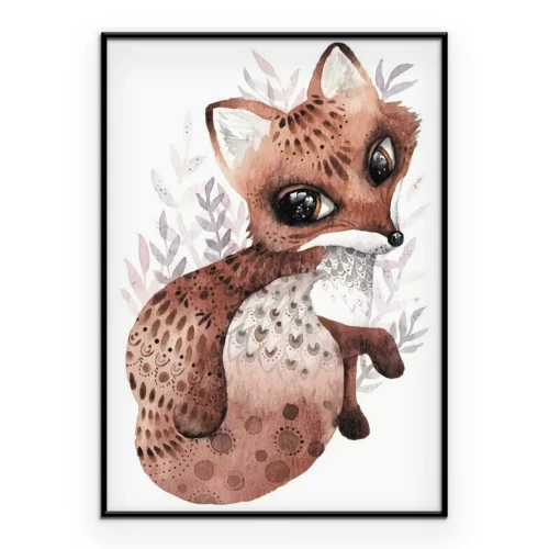 Poster Fuchs mit ethnischen Ornamenten