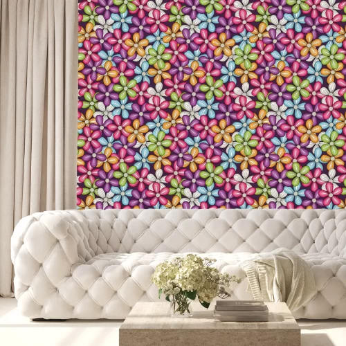 Tapete Nahtloses buntes Blumenmuster. Vektorheller Blumenhintergrund.