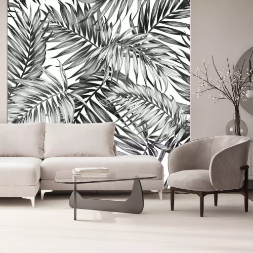 Sticker Schwarz-Weiß-Zeichnung von Palmenblättern