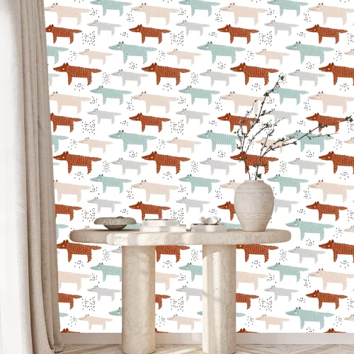 Tapete Pastellwölfe im skandinavischen Stil