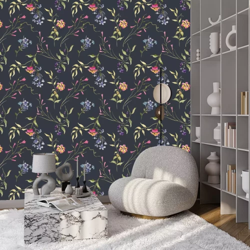 Tapete Aquarell Blumenvektormuster