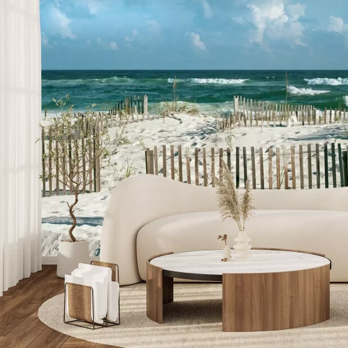 Fototapete Eingezäunter Meeresstrand