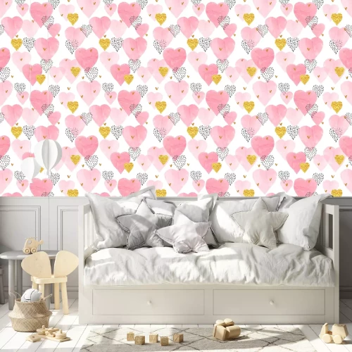 Tapete Mädchenhafte Glitzerherzchen