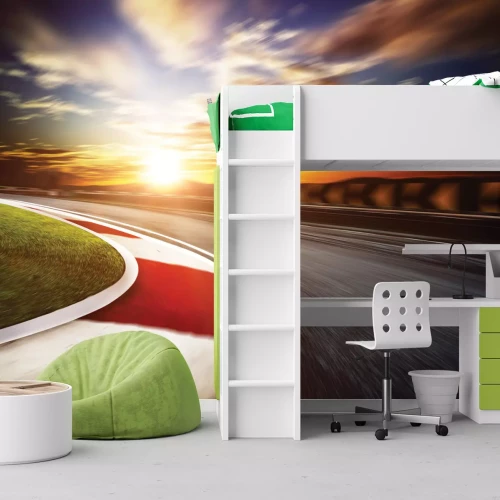 Fototapete Rennstrecke bei Sonnenuntergang